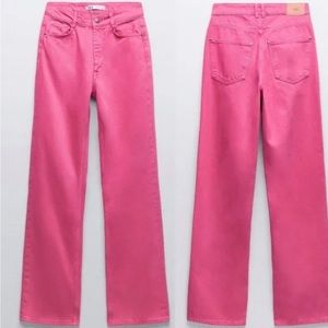 Zara Pink High Waist Wide Leg Jeans. Size USA 8 EUR 40